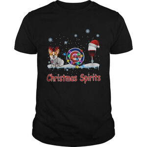 Corgi Chicago Cubs Christmas And Wine Spirits Shirt